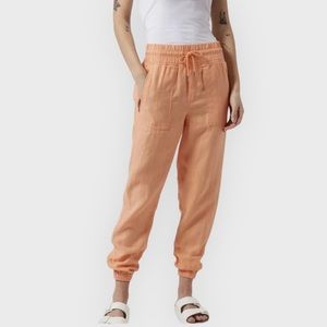 Athleta Cabo Linen Joggers in Cactus Peach Beach Beachy Pull On